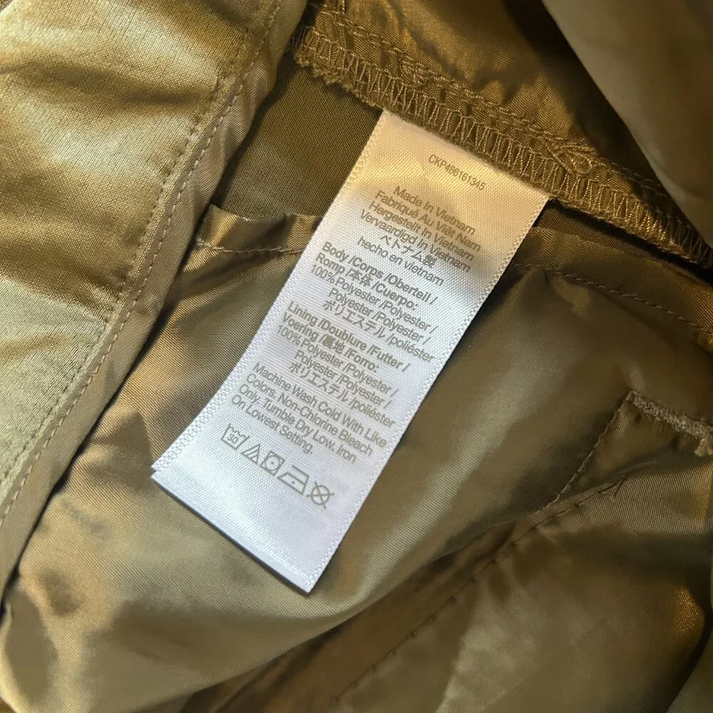 MADEWELL High-Rise Straight Cargo Trousers in Satin Women's Size 10 Olive Green - Picture 11 of 12